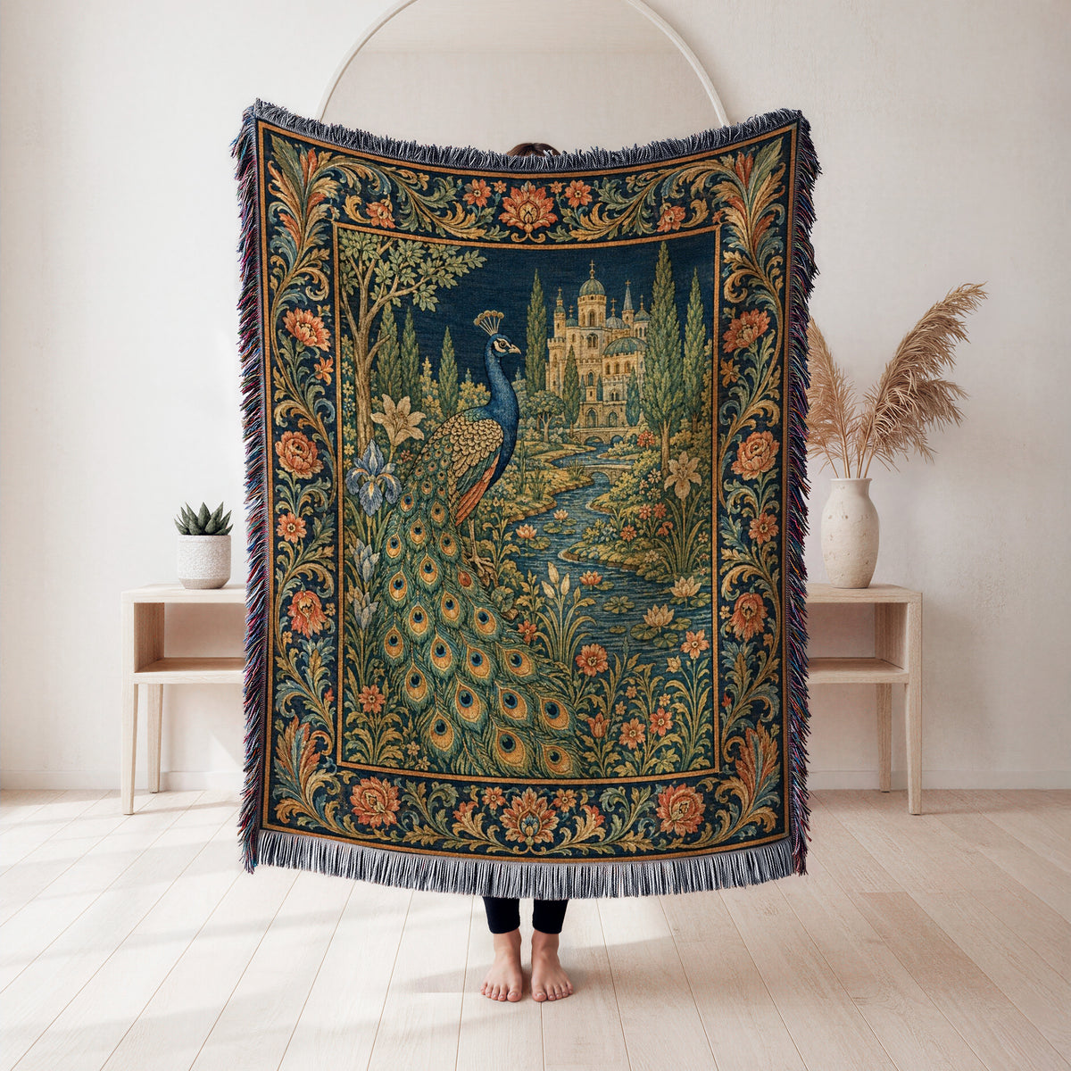 The Peacock Palace Garden Blanket