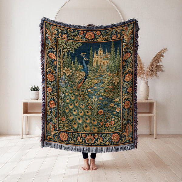 The Peacock Palace Garden Blanket