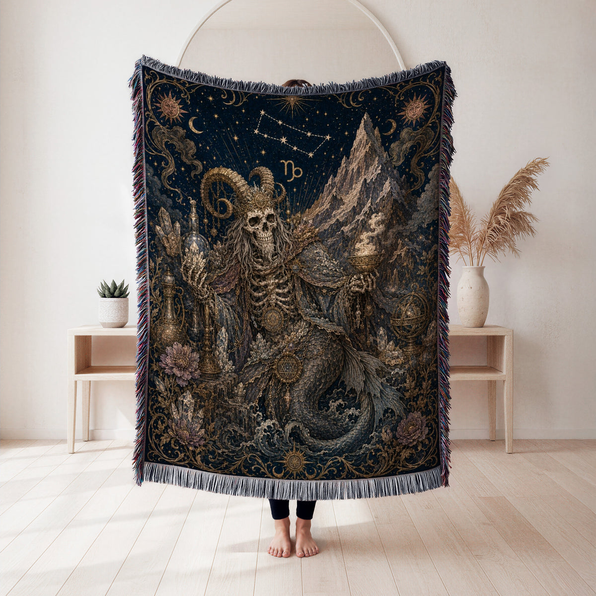 Capricorn Sea-Goat Alchemist – Gothic Zodiac Blanket