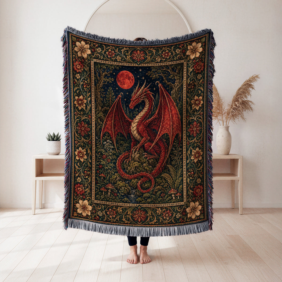 The Blood Moon Dragon Blanket