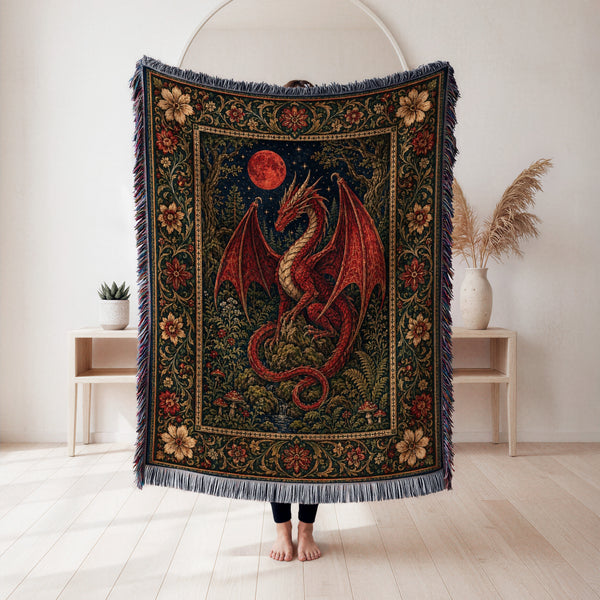 The Blood Moon Dragon Blanket