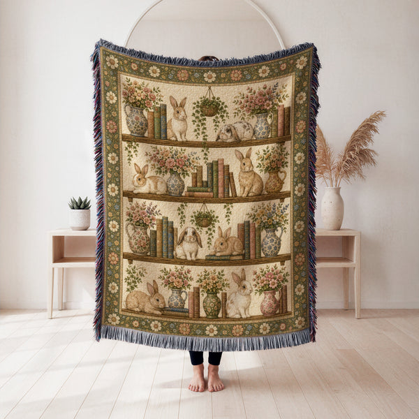 Rabbit Botanical Bookshelf Blanket