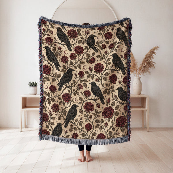 Ravens & Crimson Roses Blanket