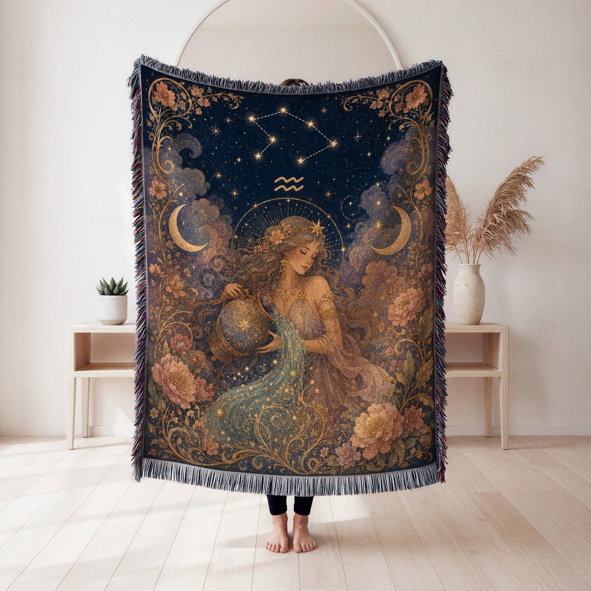 Aquarius Celestial Water Bearer Blanket