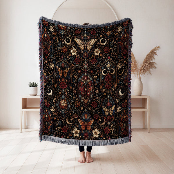 Stained Glass Moth Garden Blanket