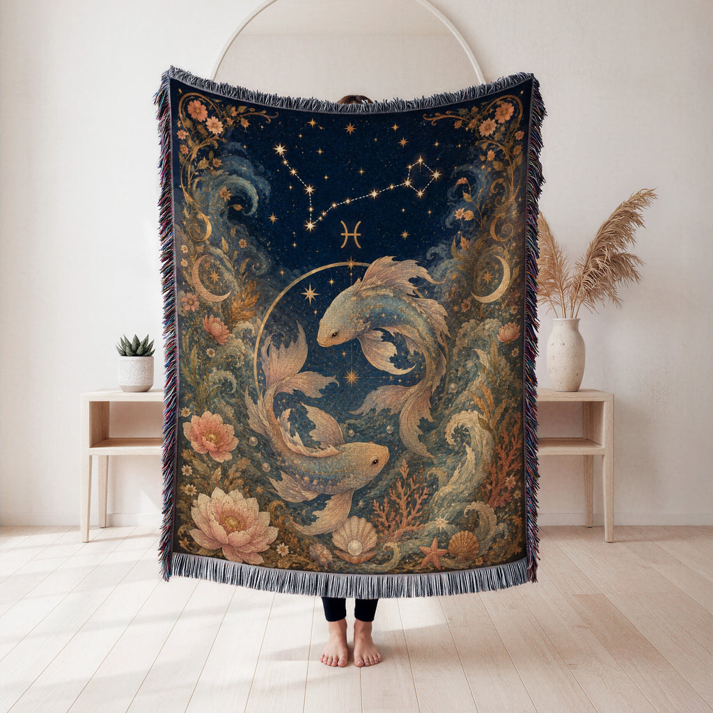Pisces Moonlit Twin Fish Blanket