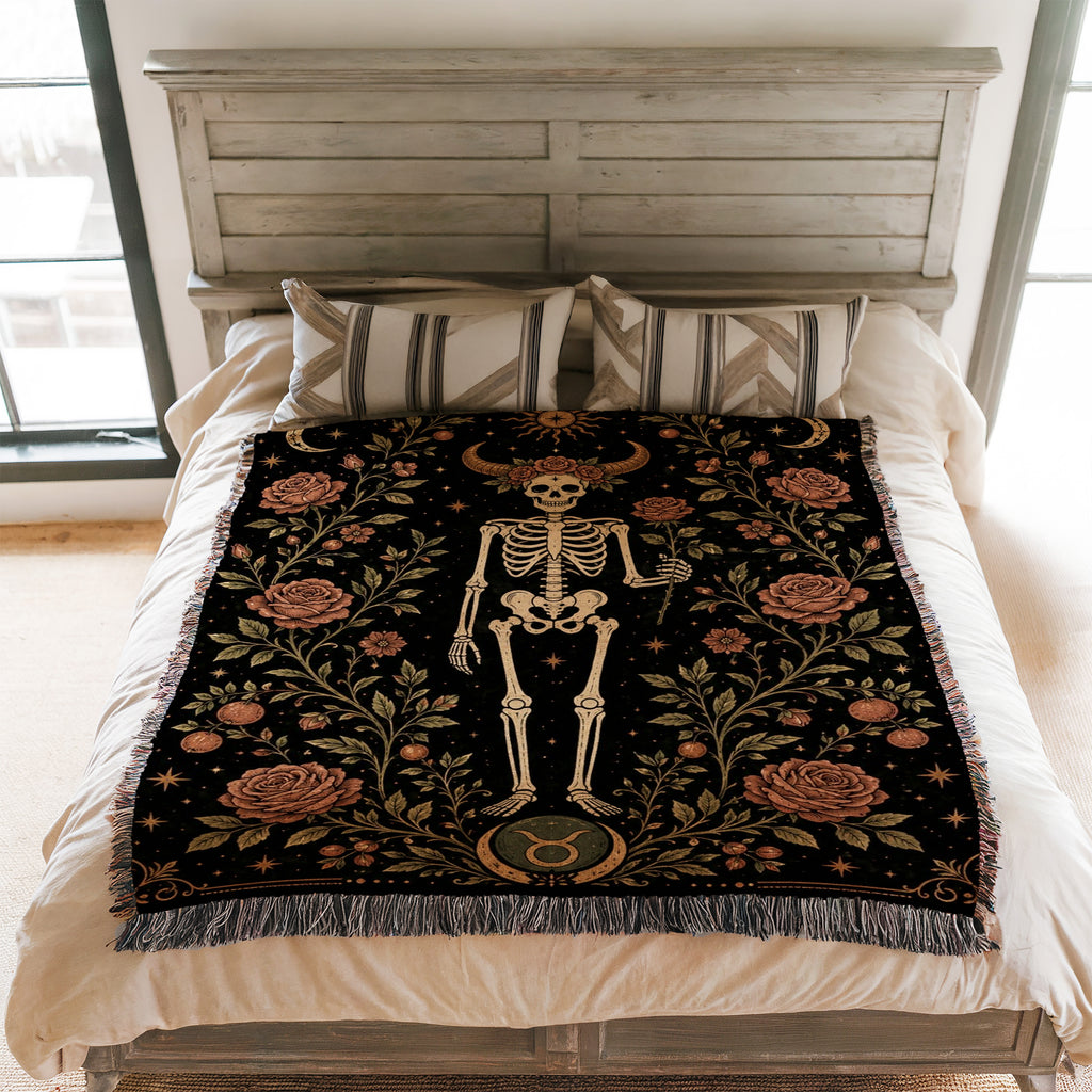 Taurus Celestial Skeleton Rose Blanket