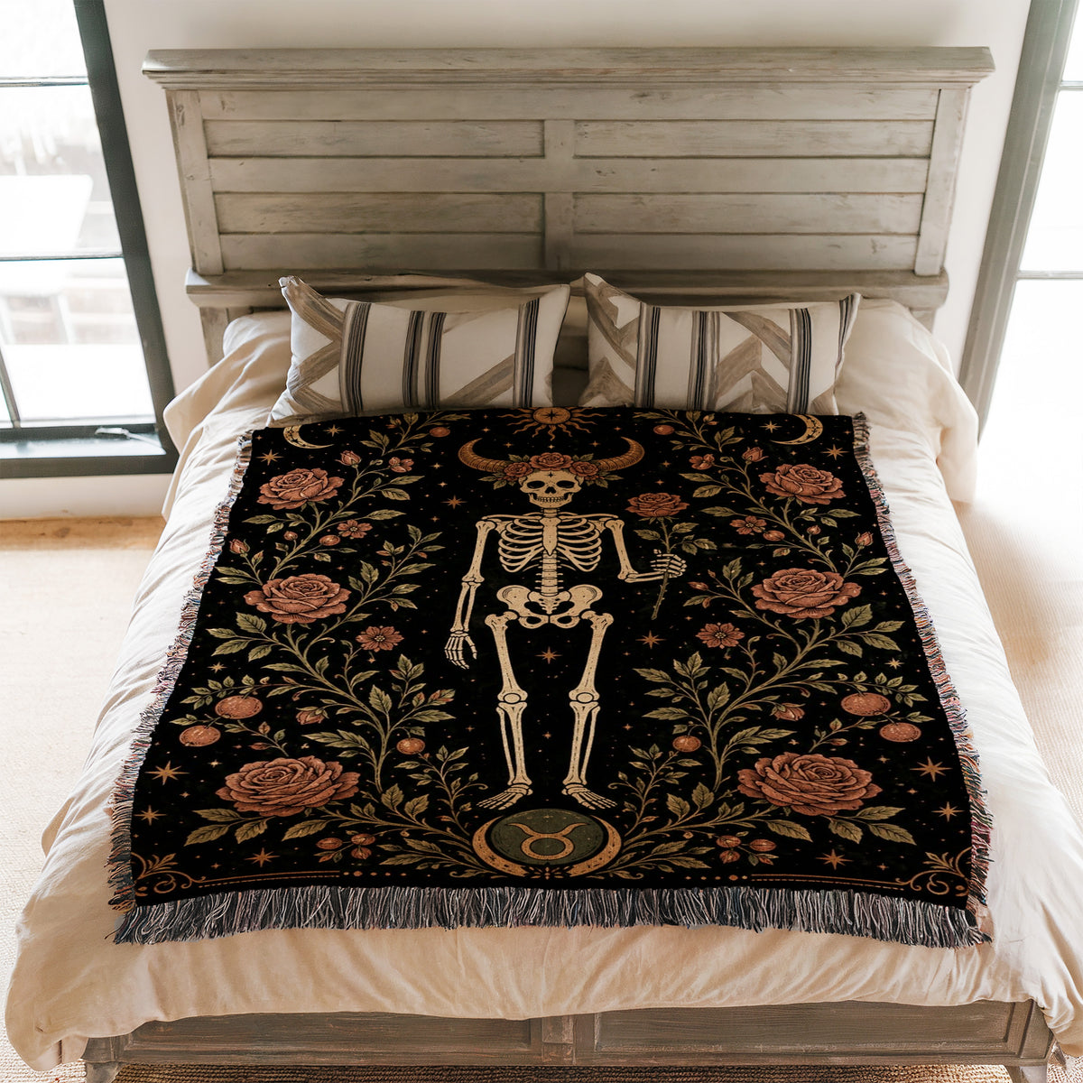 Taurus Celestial Skeleton Rose Blanket