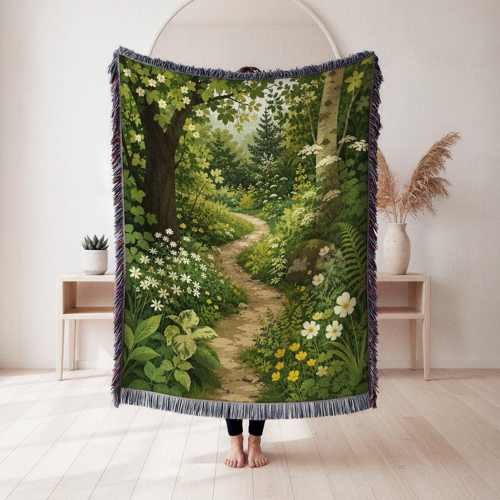 The Sunlit Woodland Path Blanket