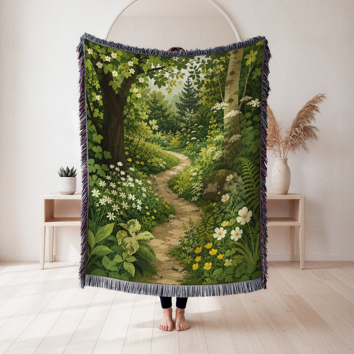 The Sunlit Woodland Path Blanket