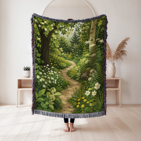 The Sunlit Woodland Path Blanket
