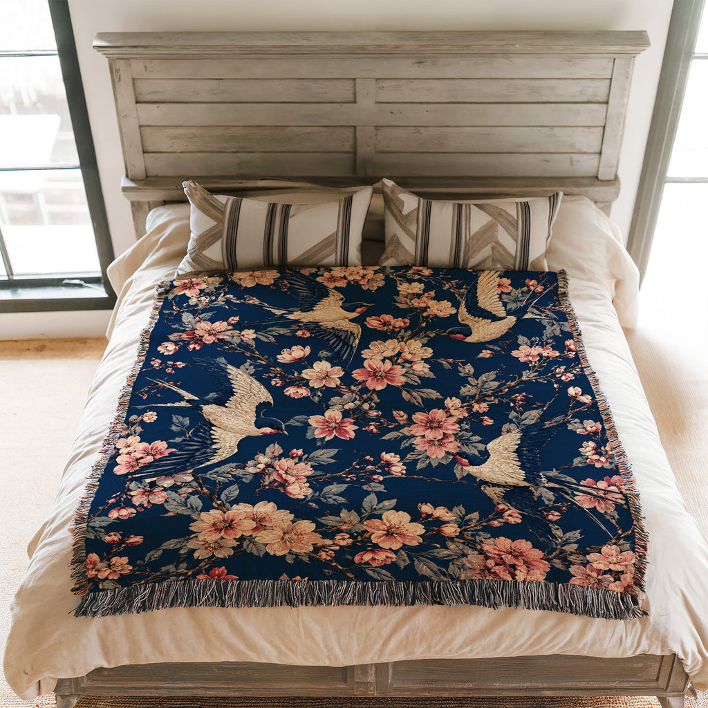 Swallows & Blossom Blanket