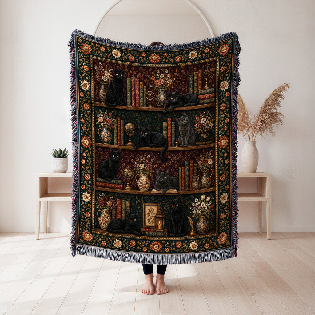 Midnight Cats Library Blanket