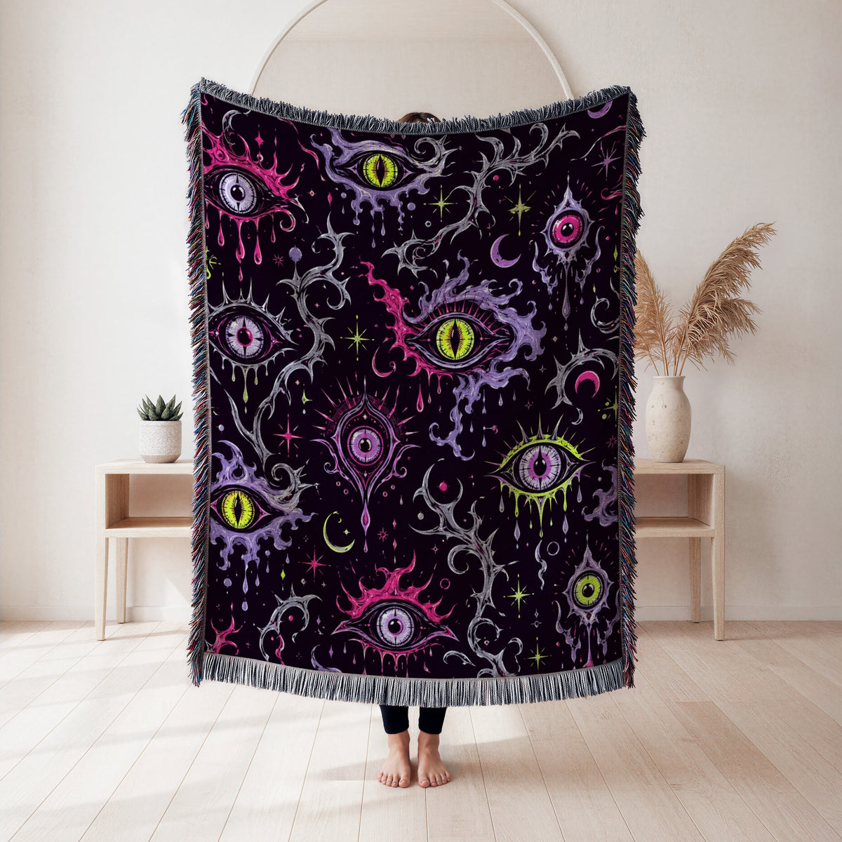 Neon All-Seeing Eyes Blanket