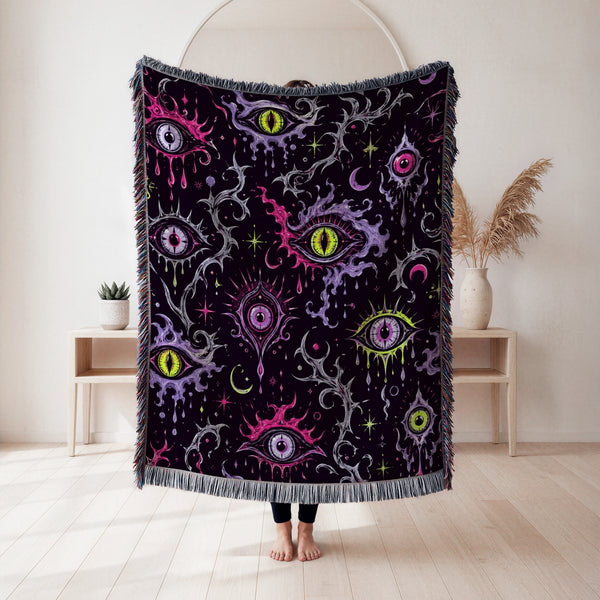 Neon All-Seeing Eyes Blanket