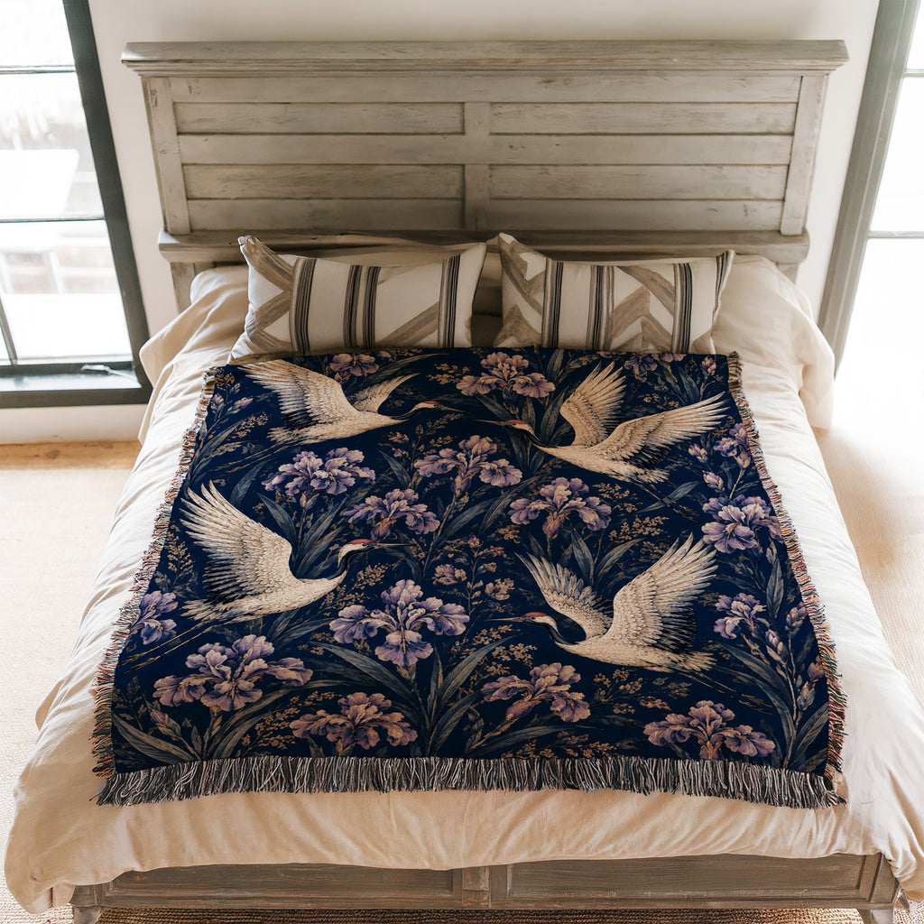 Cranes & Iris Blanket