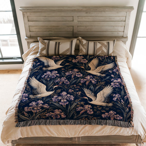 Cranes & Iris Blanket