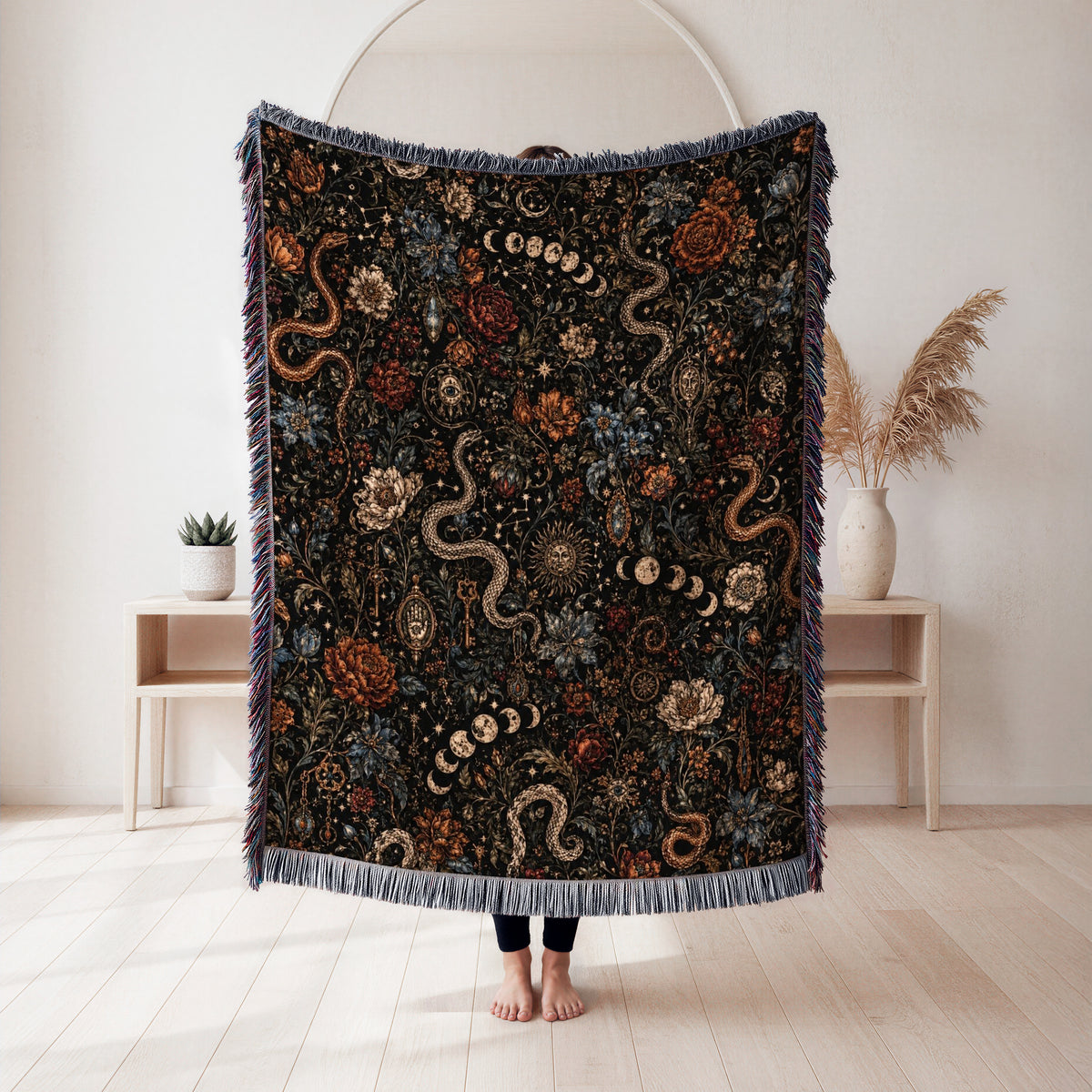 Serpents & Moon Phases Blanket