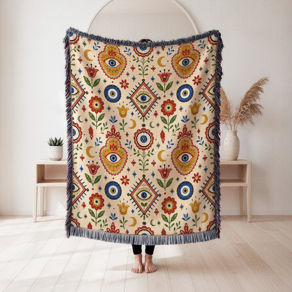 Folk Evil Eye Garden Blanket