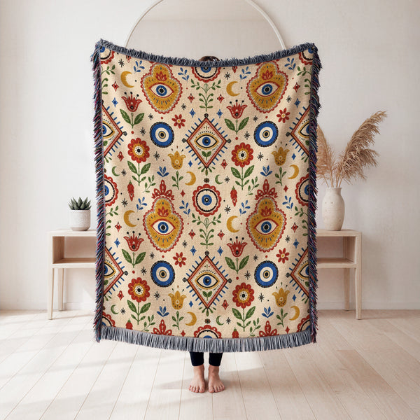 Folk Evil Eye Garden Blanket