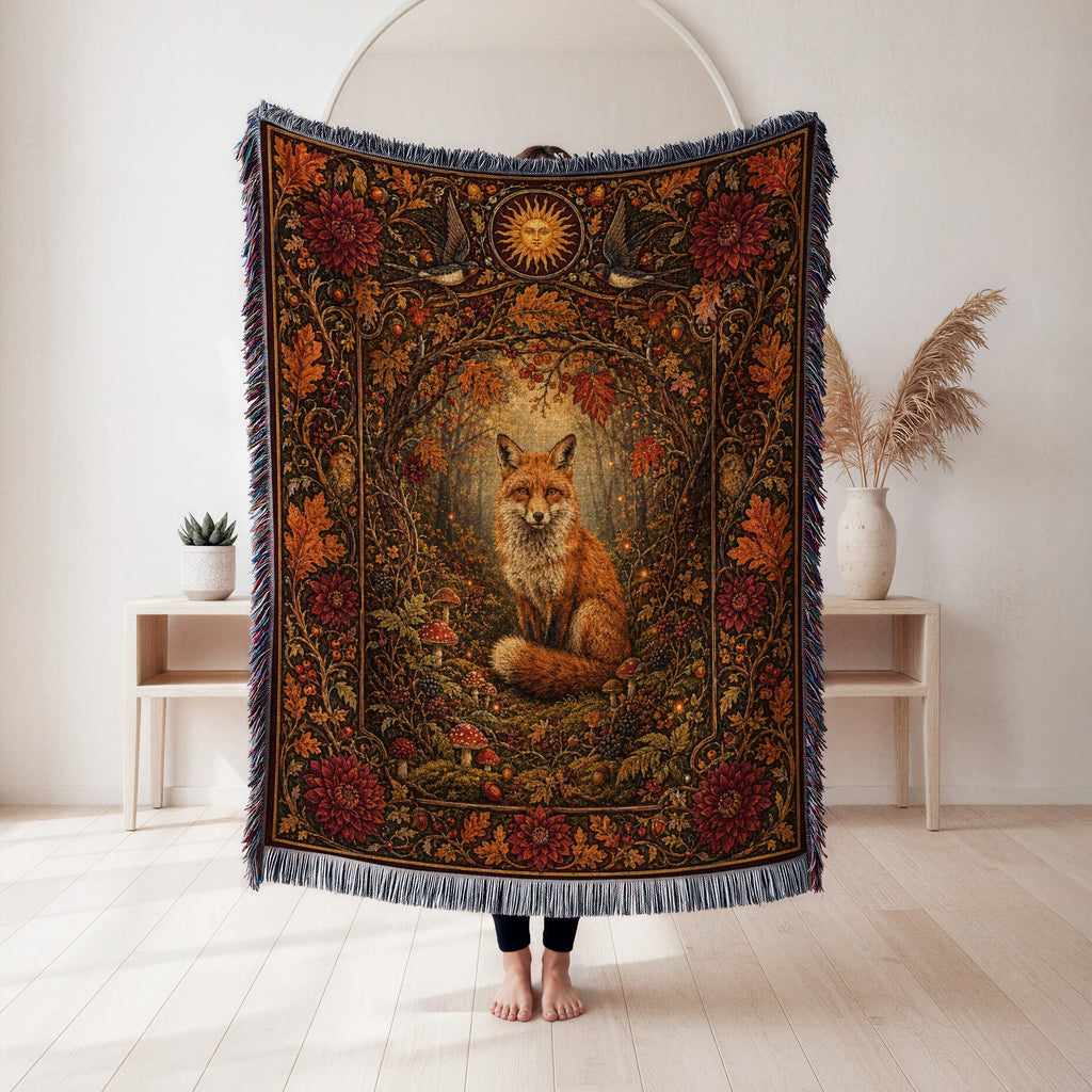 Autumn Woodland Fox Blanket
