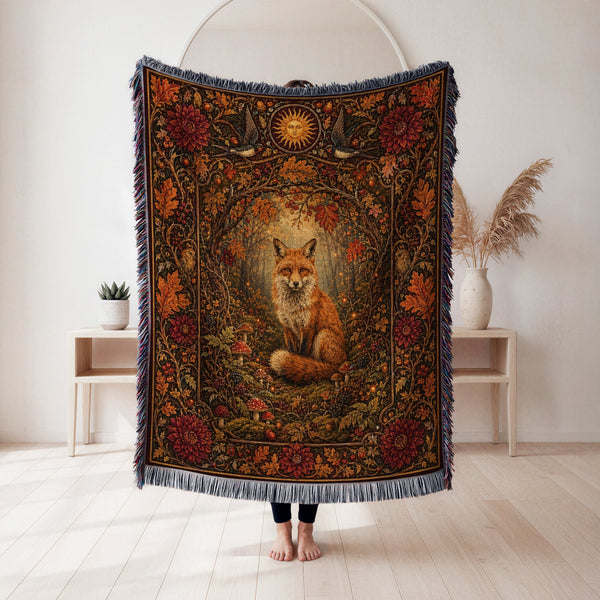 Autumn Woodland Fox Blanket