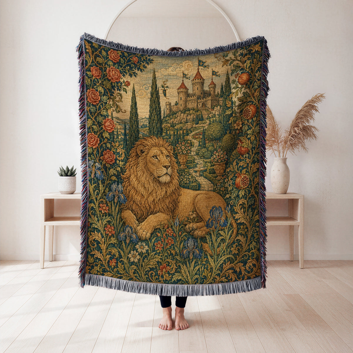 The Lion of the Rose Garden Blanket