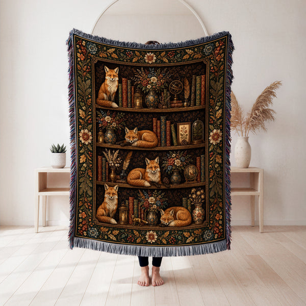 Foxes of the Old Library Blanket