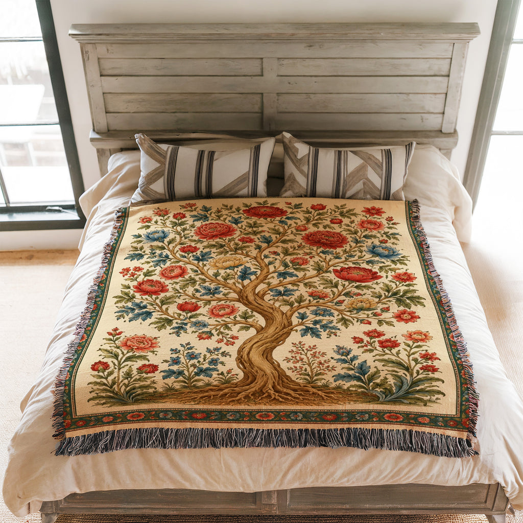 Heritage Bloom Tree Woven Blanket