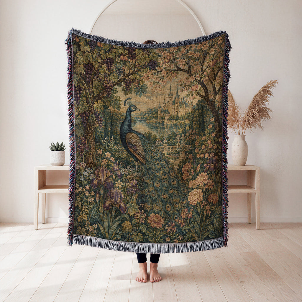 The Peacock of the Lakeside Castle Blanket
