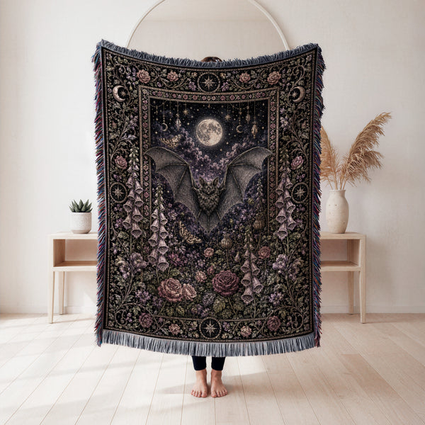 Moonlit Bat Garden Blanket