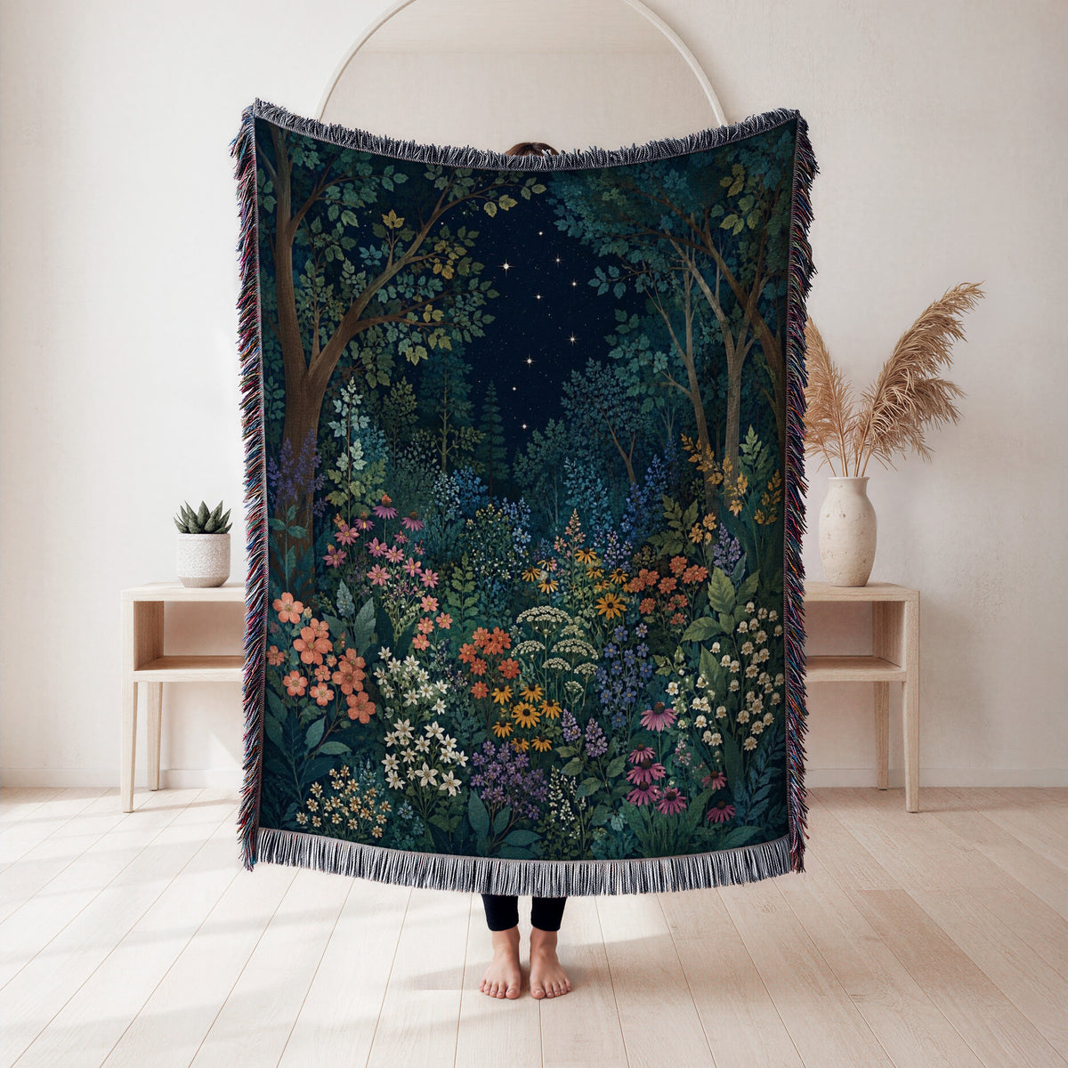 Starlit Wildflower Grove Blanket