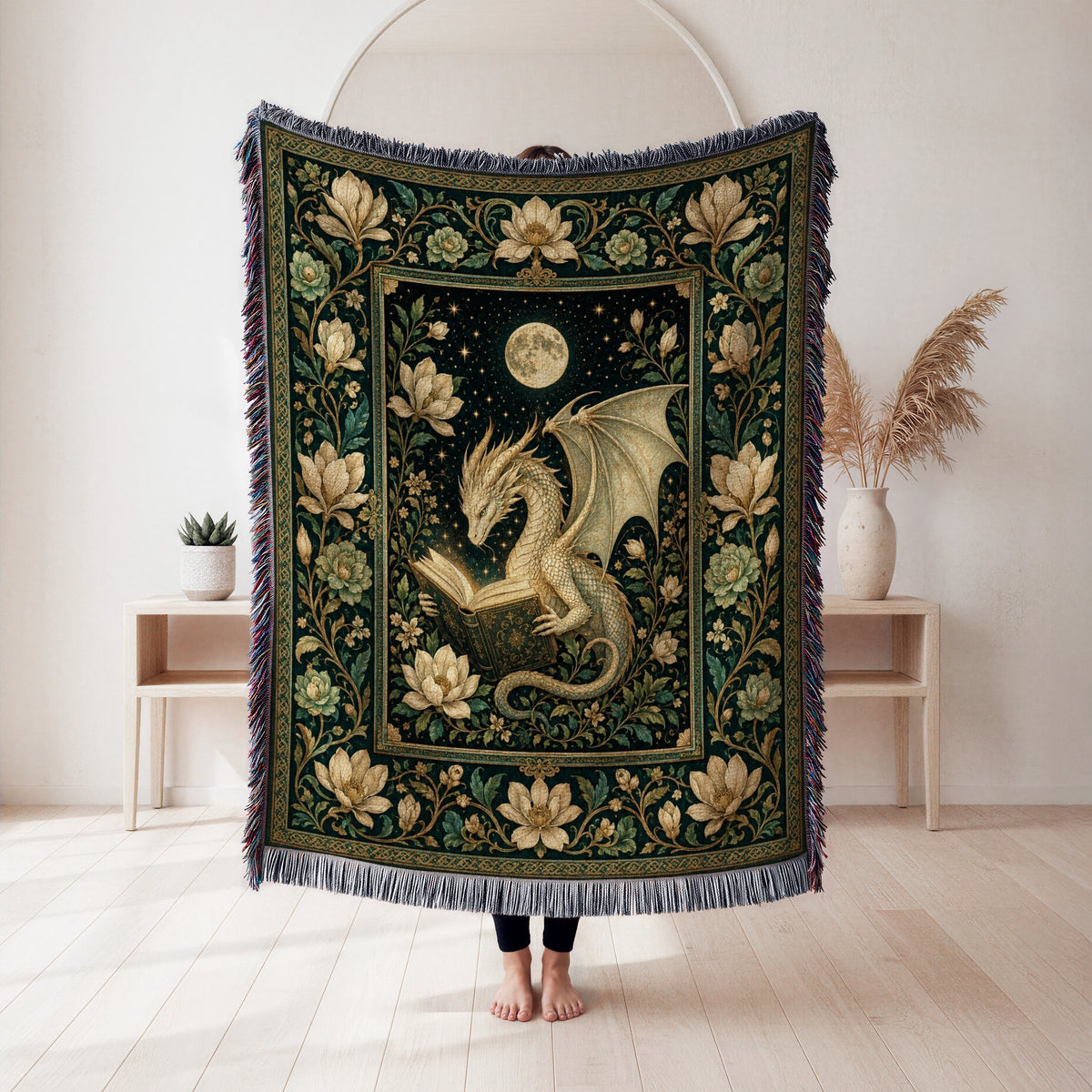Moonlit Magnolia Dragon Reader Blanket