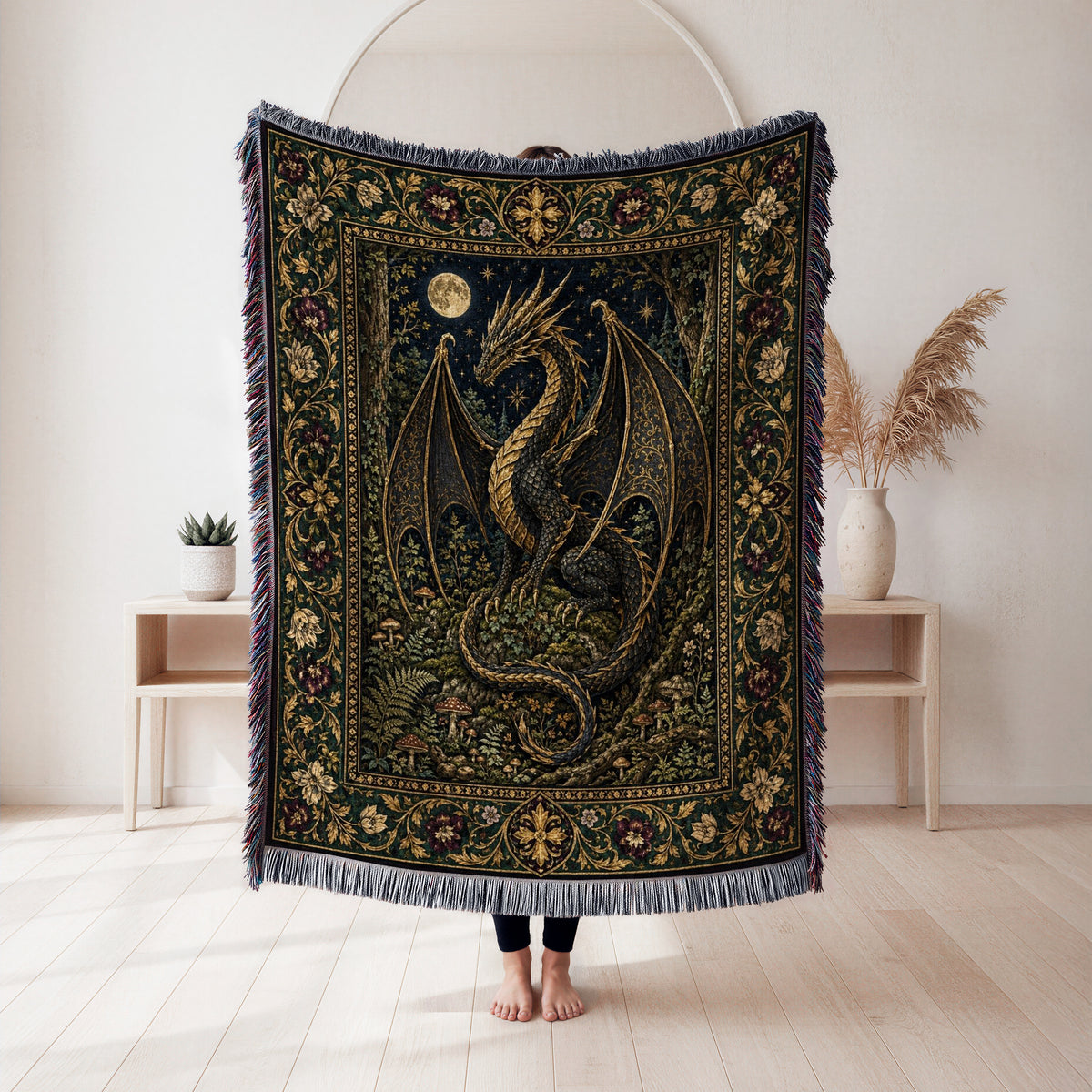 The Midnight Forest Dragon Blanket