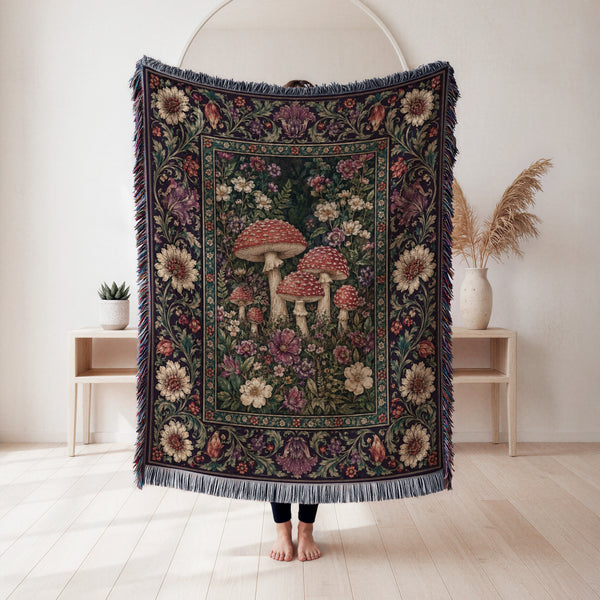 The Enchanted Toadstool Garden Blanket