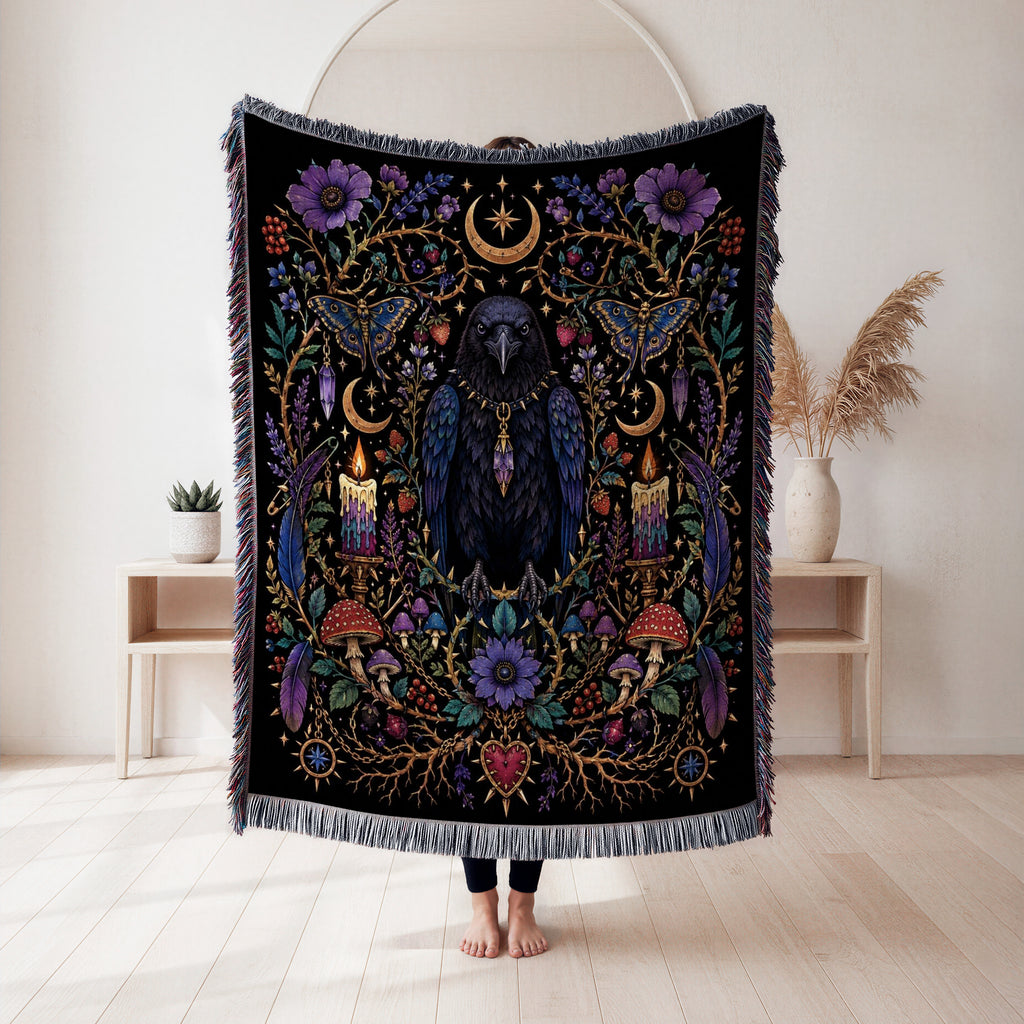 Midnight Raven Moon Blanket