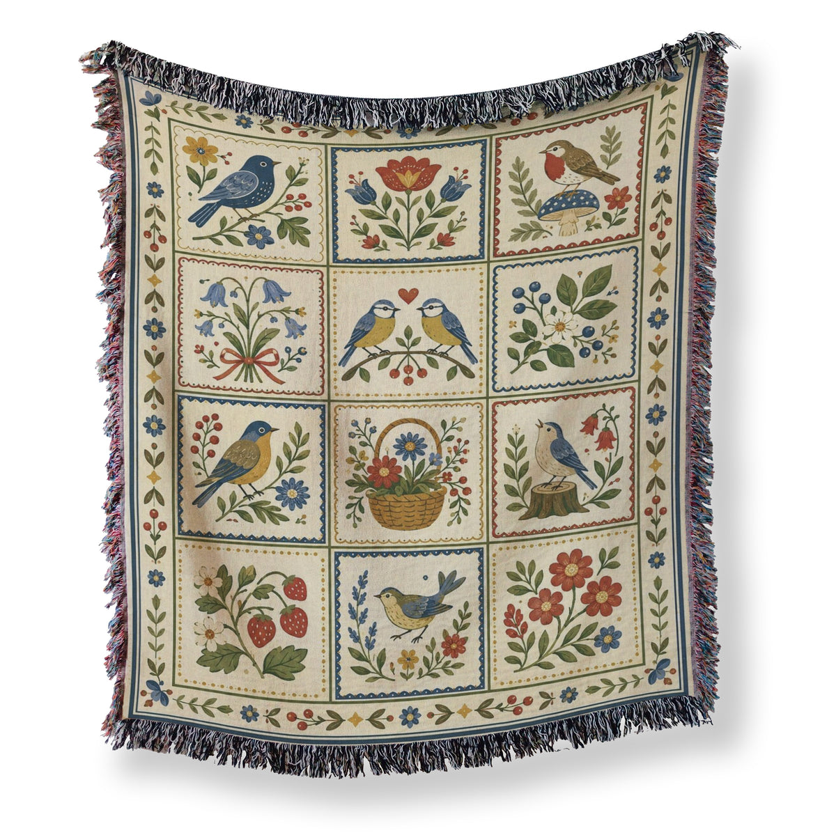 Songbirds & Wildflowers Patchwork Blanket