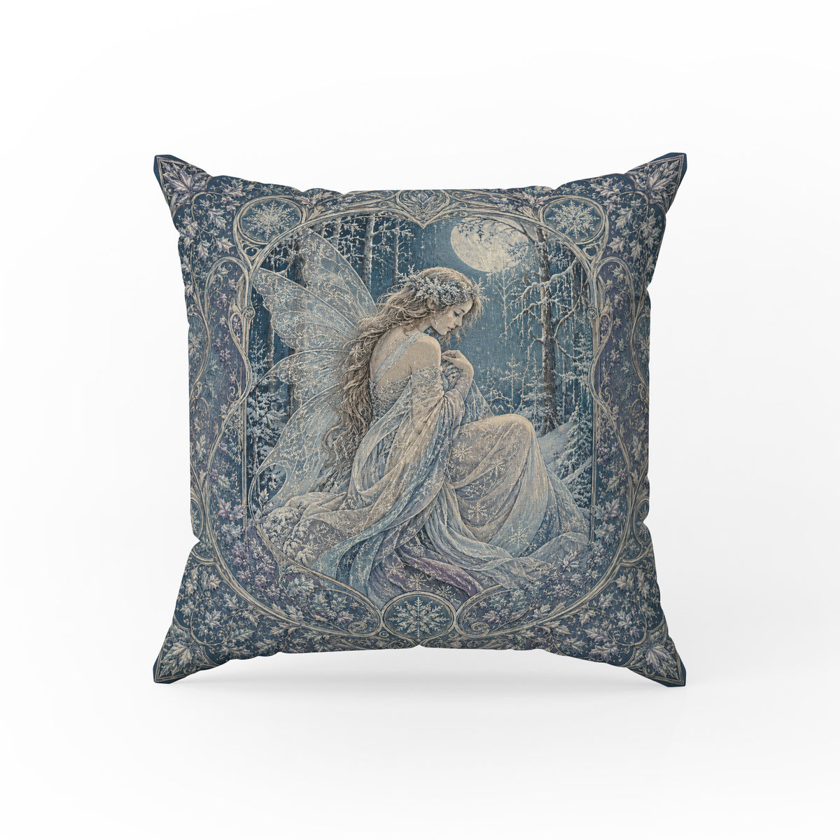 Winter Moon Fairy – Art Nouveau Pillow Main image