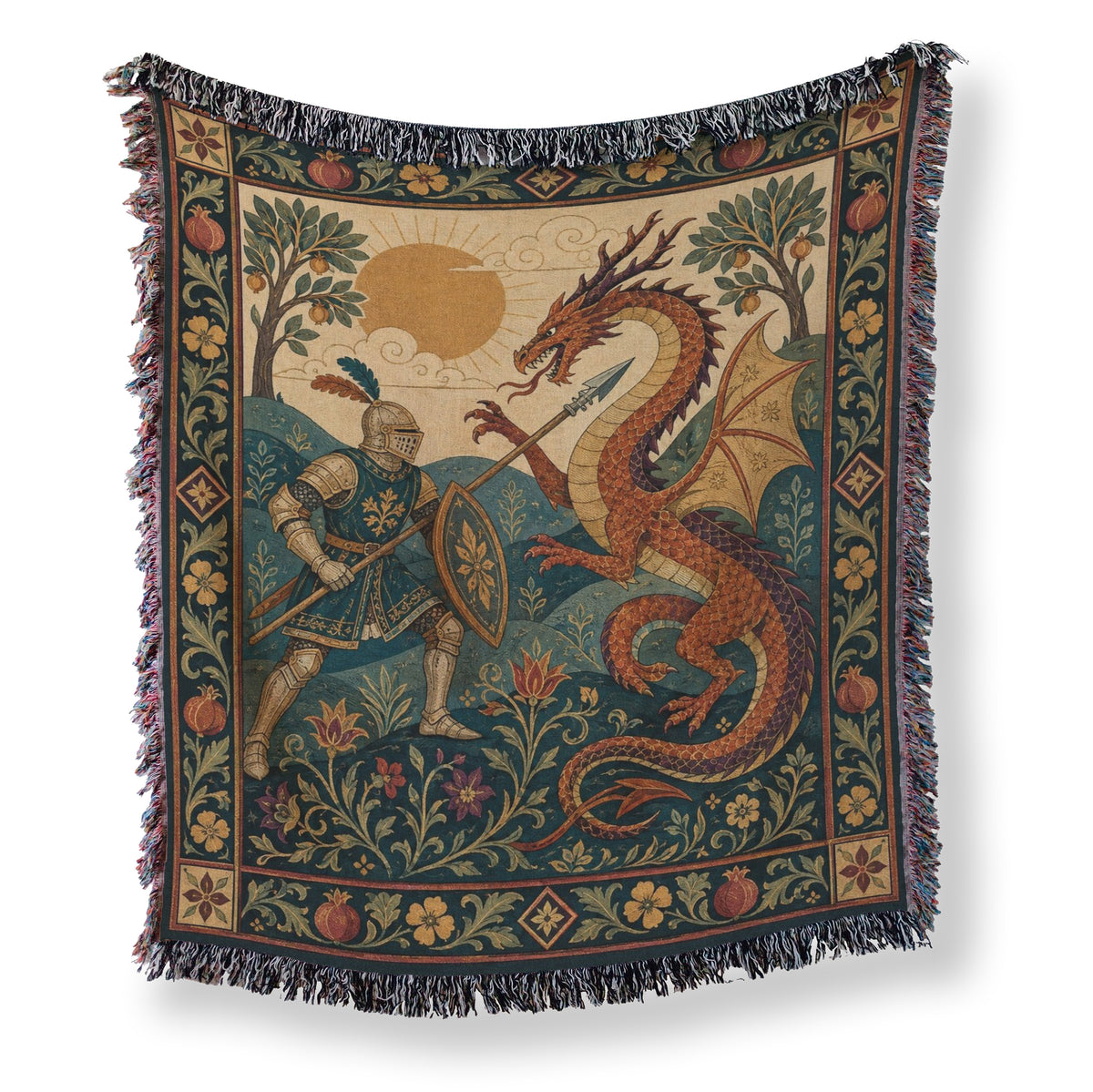The Sunlit Dragon Duel Blanket