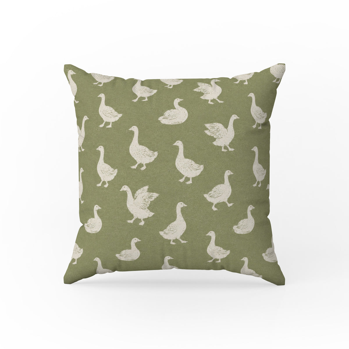 Country Geese – Sage Green Farmhouse Pillow