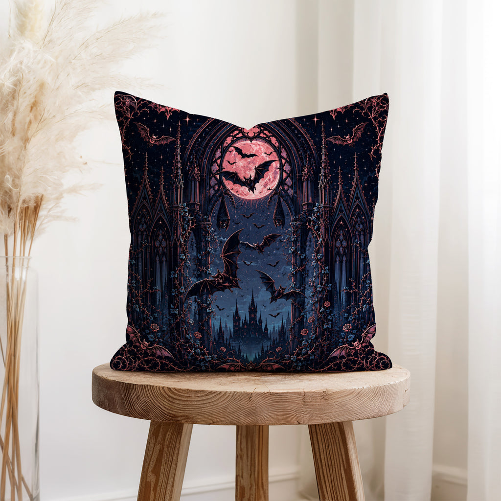 Cathedral of Bats – Gothic Moon Pillow