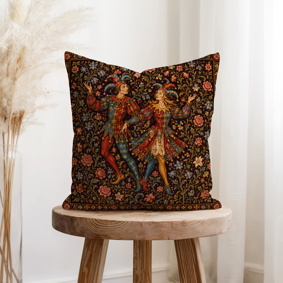 The Court Jesters – Medieval Tapestry Pillow