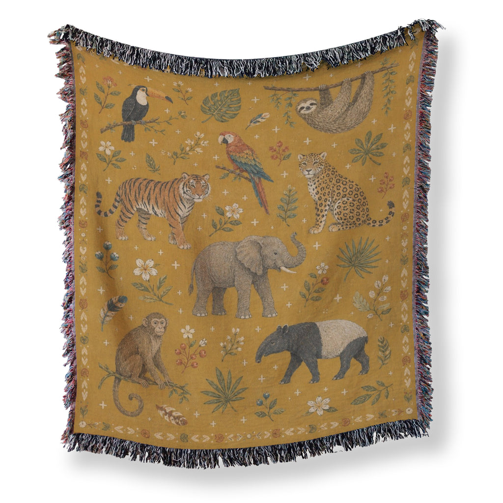 Golden Jungle Animals Blanket