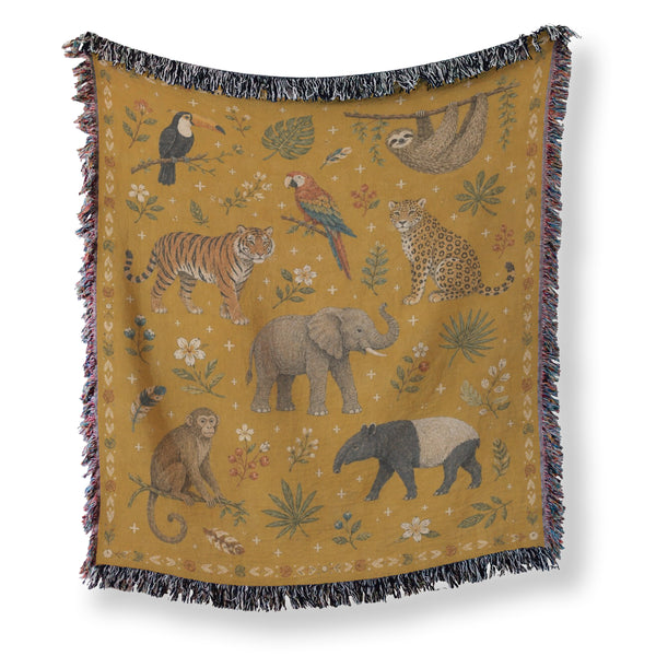 Golden Jungle Animals Blanket