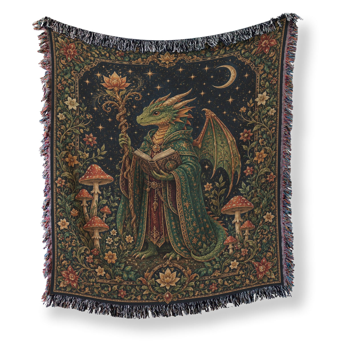 Emerald Dragon Wizard Reader Blanket