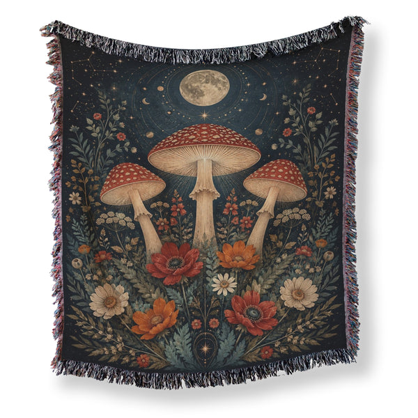 Full Moon Mushroom Garden Blanket