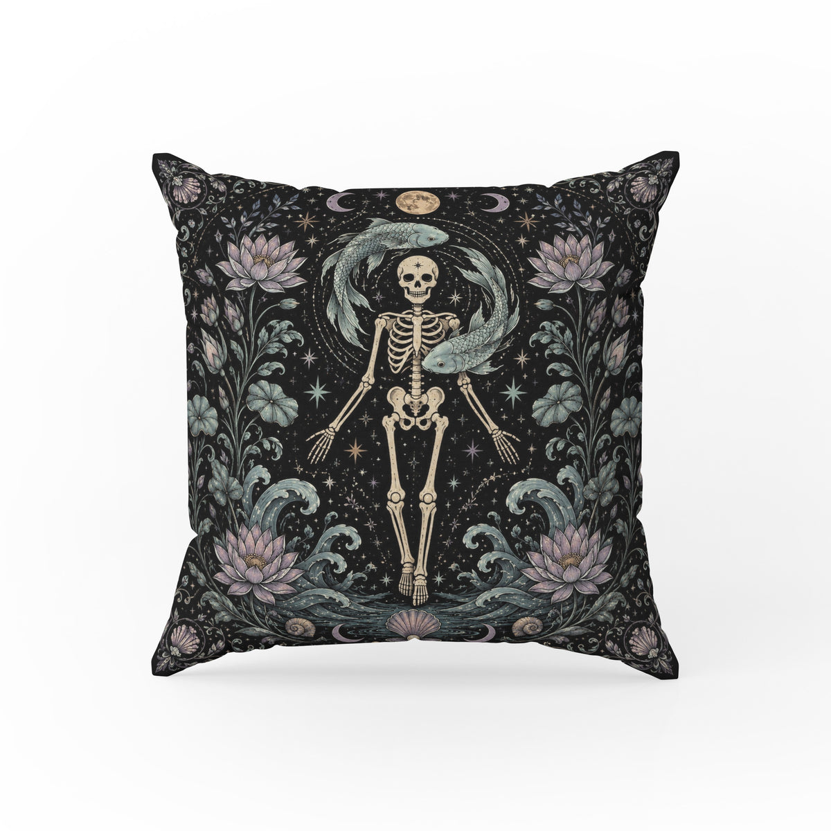 The Moonlit Fish – Pisces Gothic Zodiac Pillow Main image