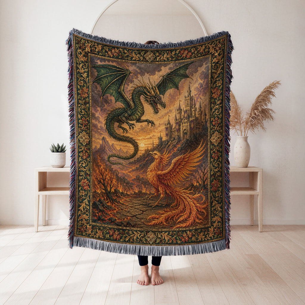 The Dragon & Phoenix at Dusk Blanket