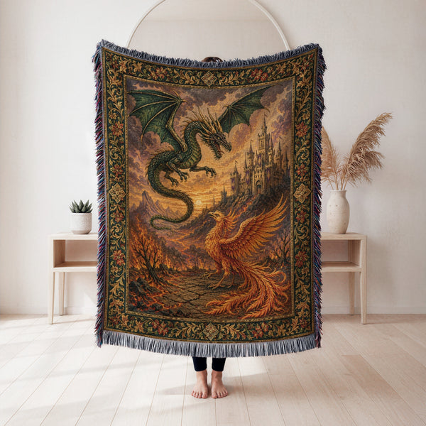 The Dragon & Phoenix at Dusk Blanket