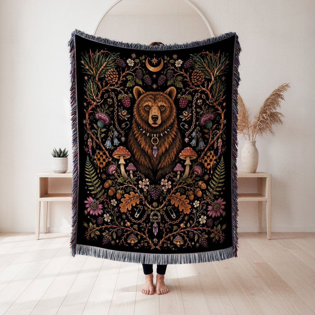 Forest Bear Moon Blanket